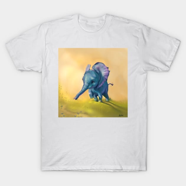 Little blue elephant T-Shirt by Artofokan